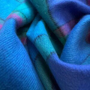 Vintage Bright Tartan Acrylic Scarf With Fringe MADE IN JAPAN